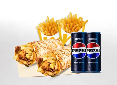 2'li Tavuk Döner Large Dürüm (45 cm.) Menü